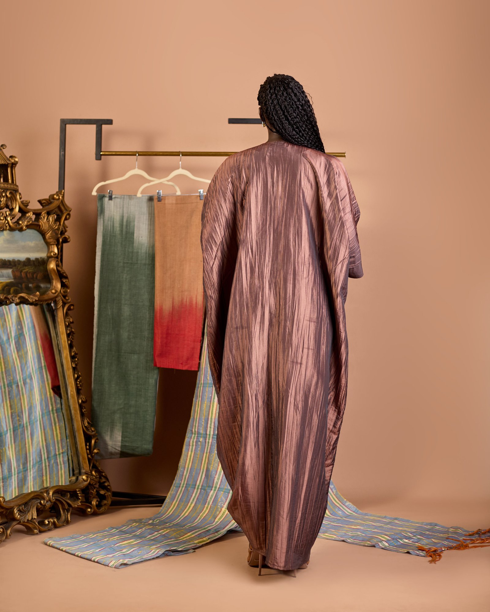 Halima Sculptural Embroidered Kaftan with Ruched Detailing