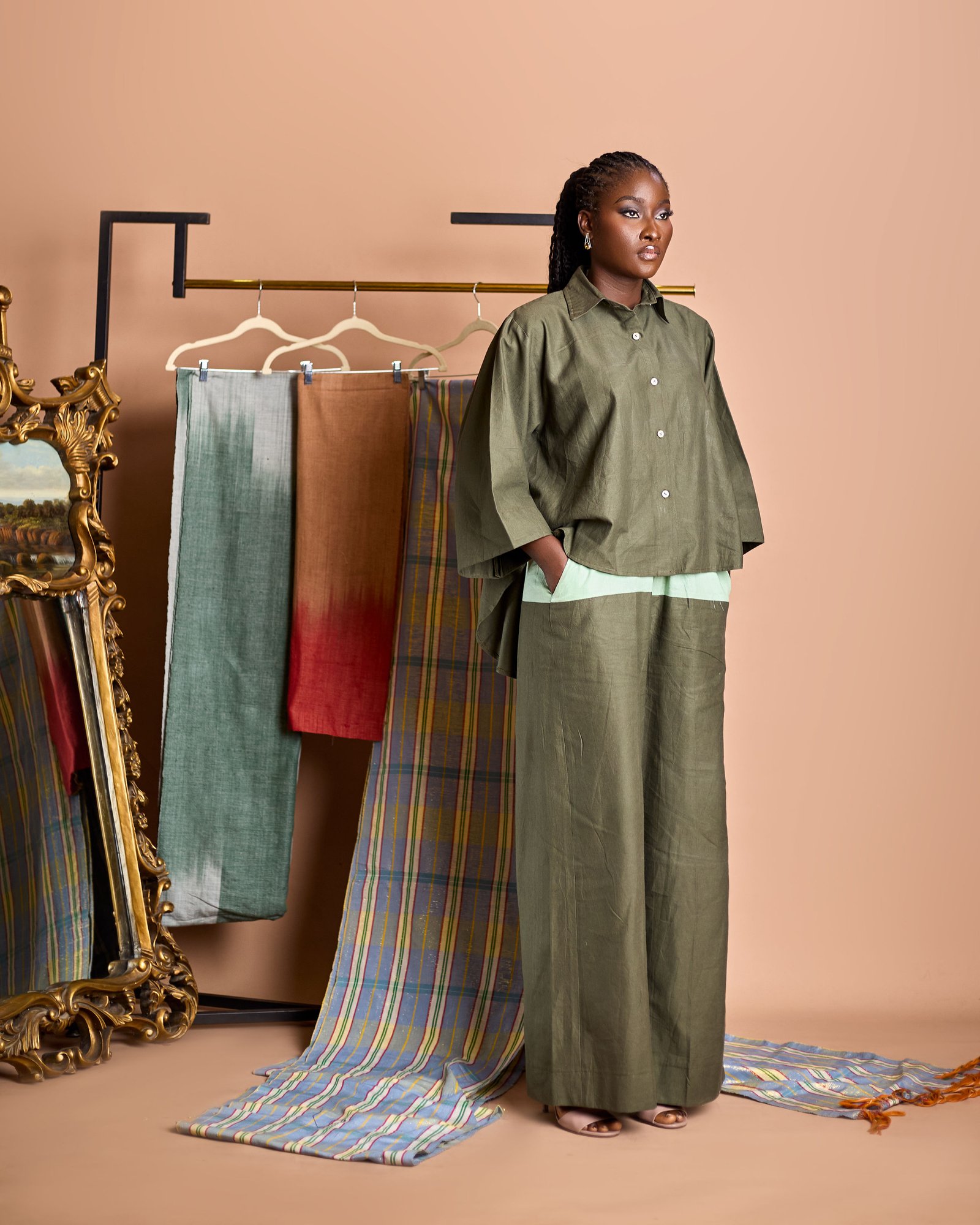 Safiya Sculptural Linen & Tonal Contrast Ensemble