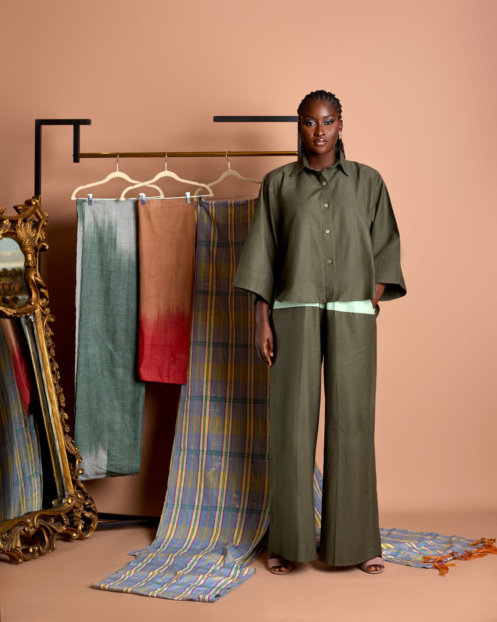 Safiya Sculptural Linen & Tonal Contrast Ensemble