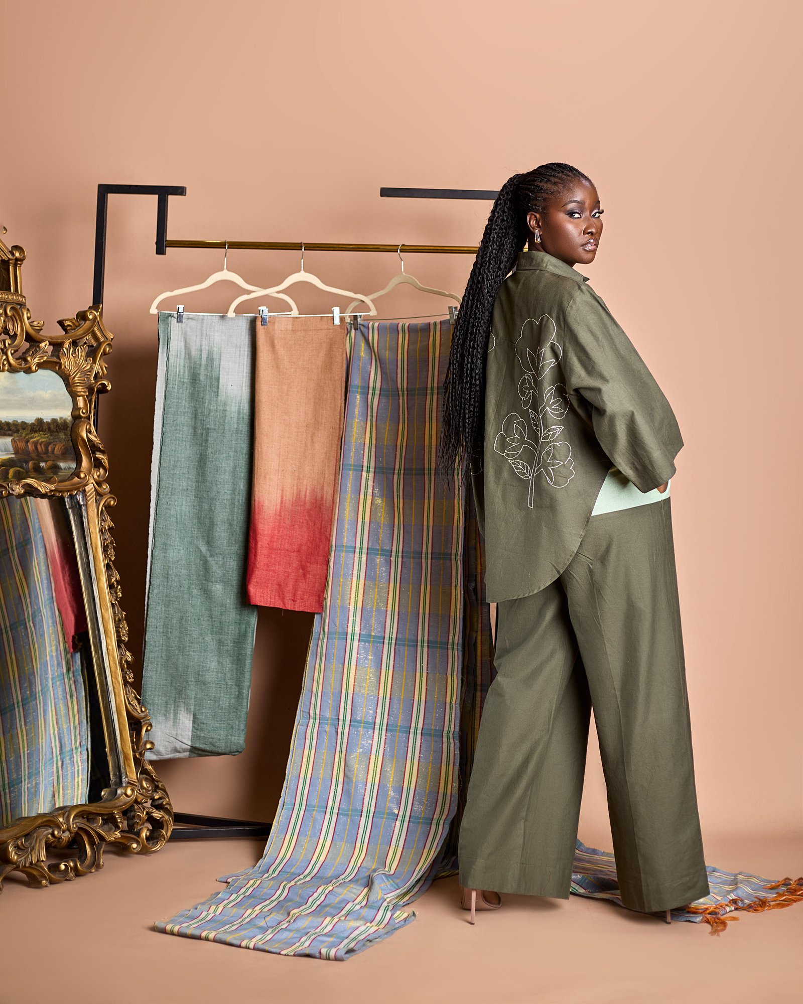 Safiya Sculptural Linen & Tonal Contrast Ensemble