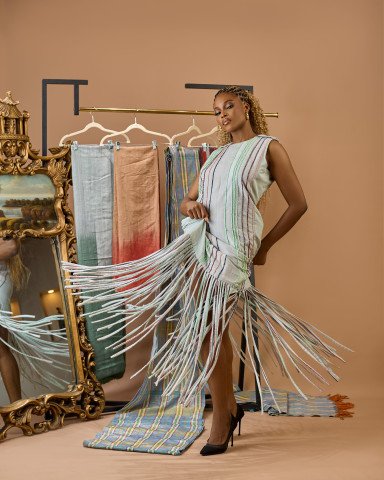 Habiba Sculptural Hand-Loomed Tsaki Gown