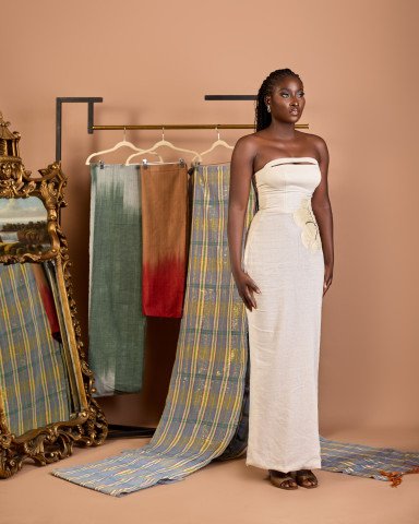 Rihana Sculptural Embroidered Column Gown